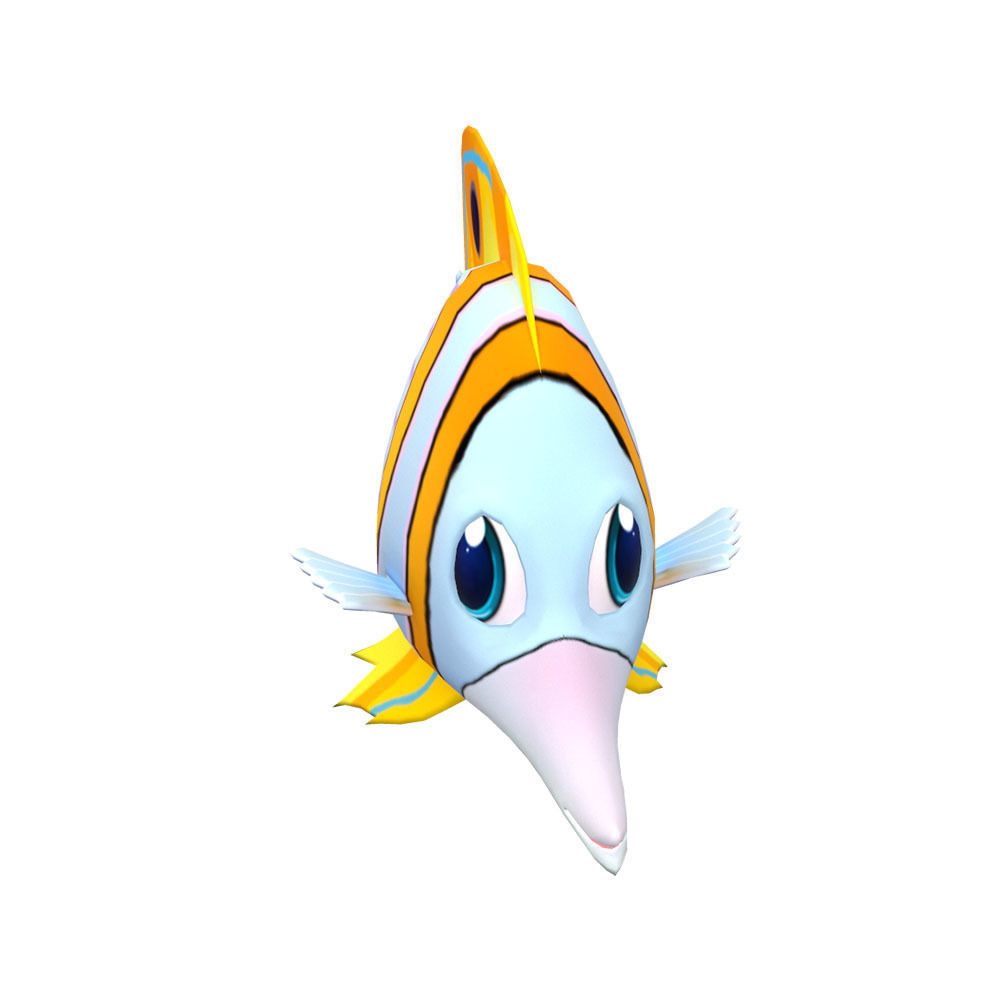 Copper band Butterfly Fish Cartoon Animated Low-poly 3D model_2