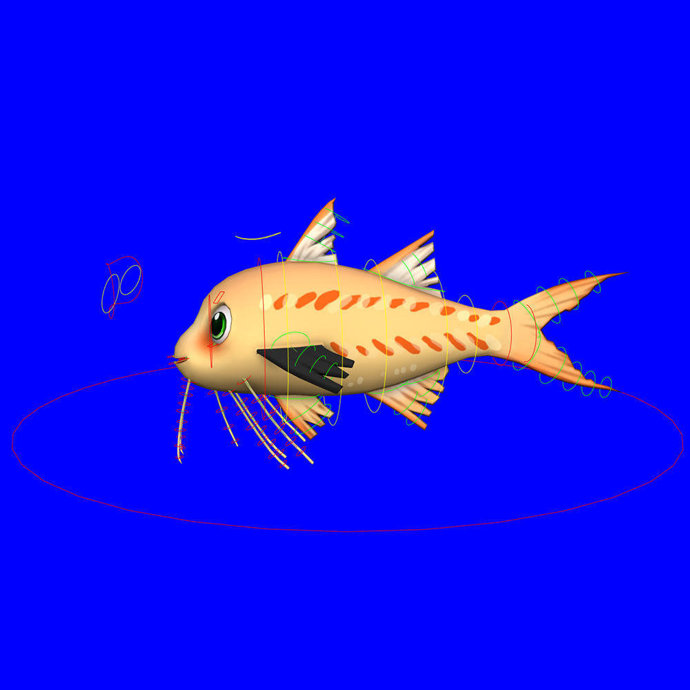 Threadfin Fish Cartoon Animated Low-poly 3D model_8