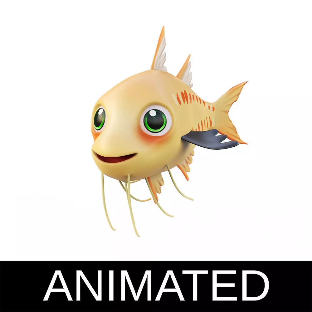 Threadfin Fish Cartoon Animated Low-poly 3D model_0
