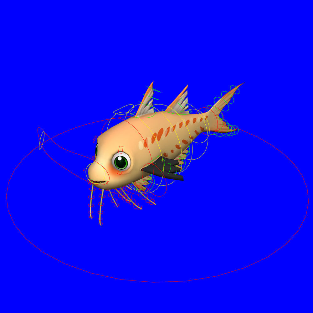 Threadfin Fish Cartoon Animated Low-poly 3D model_7
