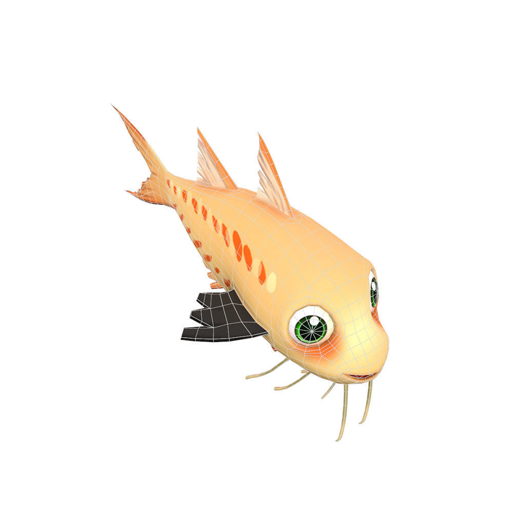 Threadfin Fish Cartoon Animated Low-poly 3D model_1