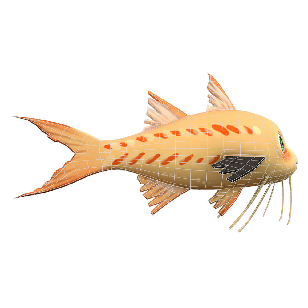Threadfin Fish Cartoon Animated Low-poly 3D model_2