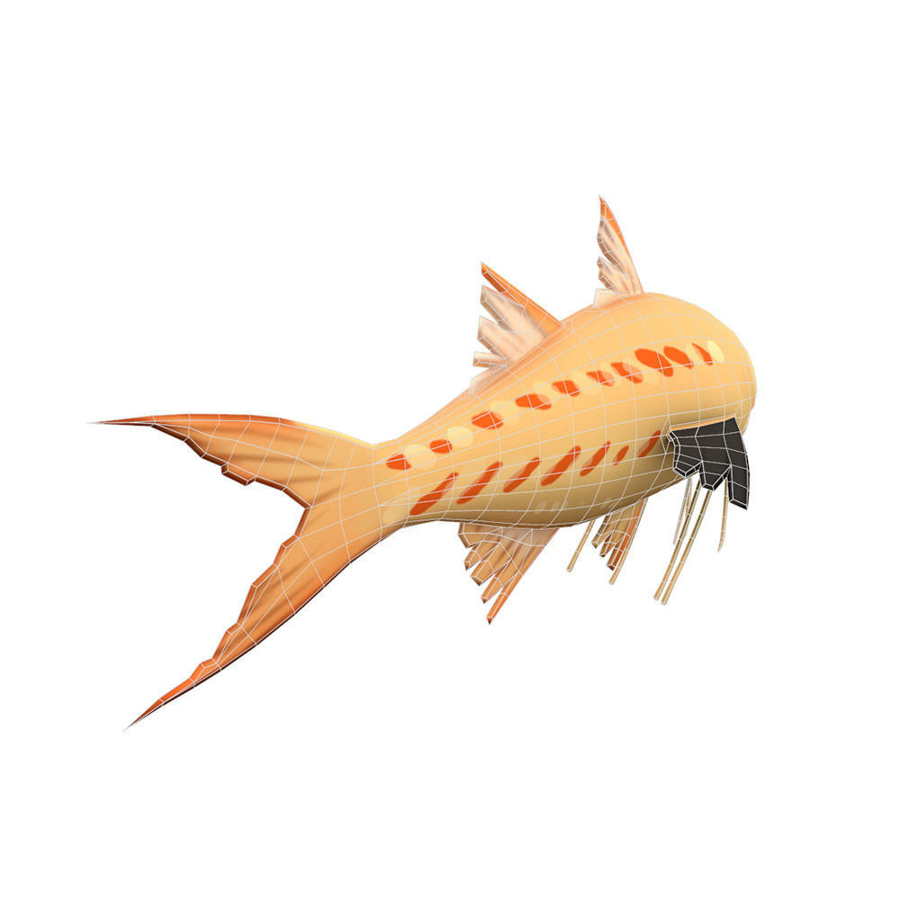 Threadfin Fish Cartoon Animated Low-poly 3D model_3