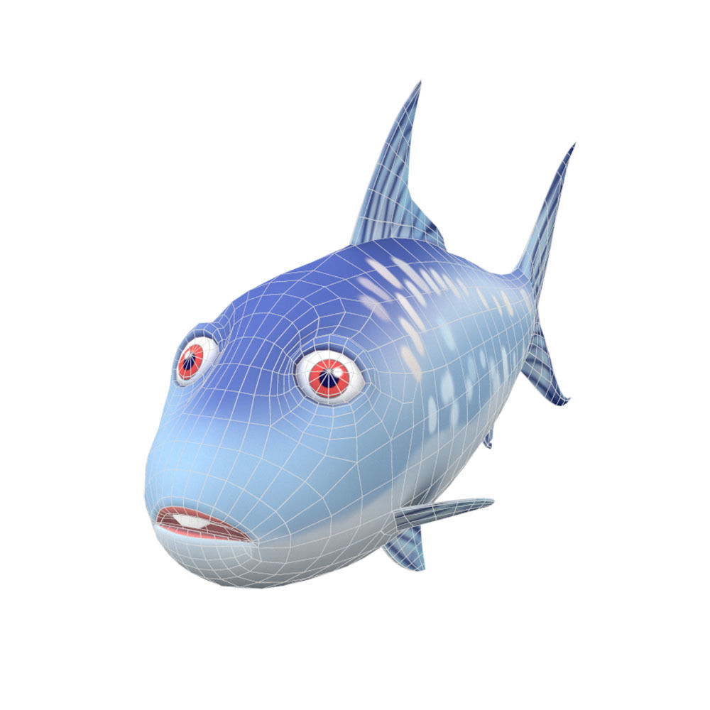 Milkfish Chanidae Fish Cartoon Animated Low-poly 3D model_6