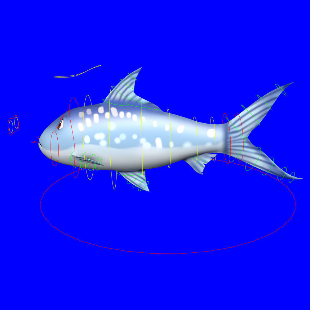 Milkfish Chanidae Fish Cartoon Animated Low-poly 3D model_9