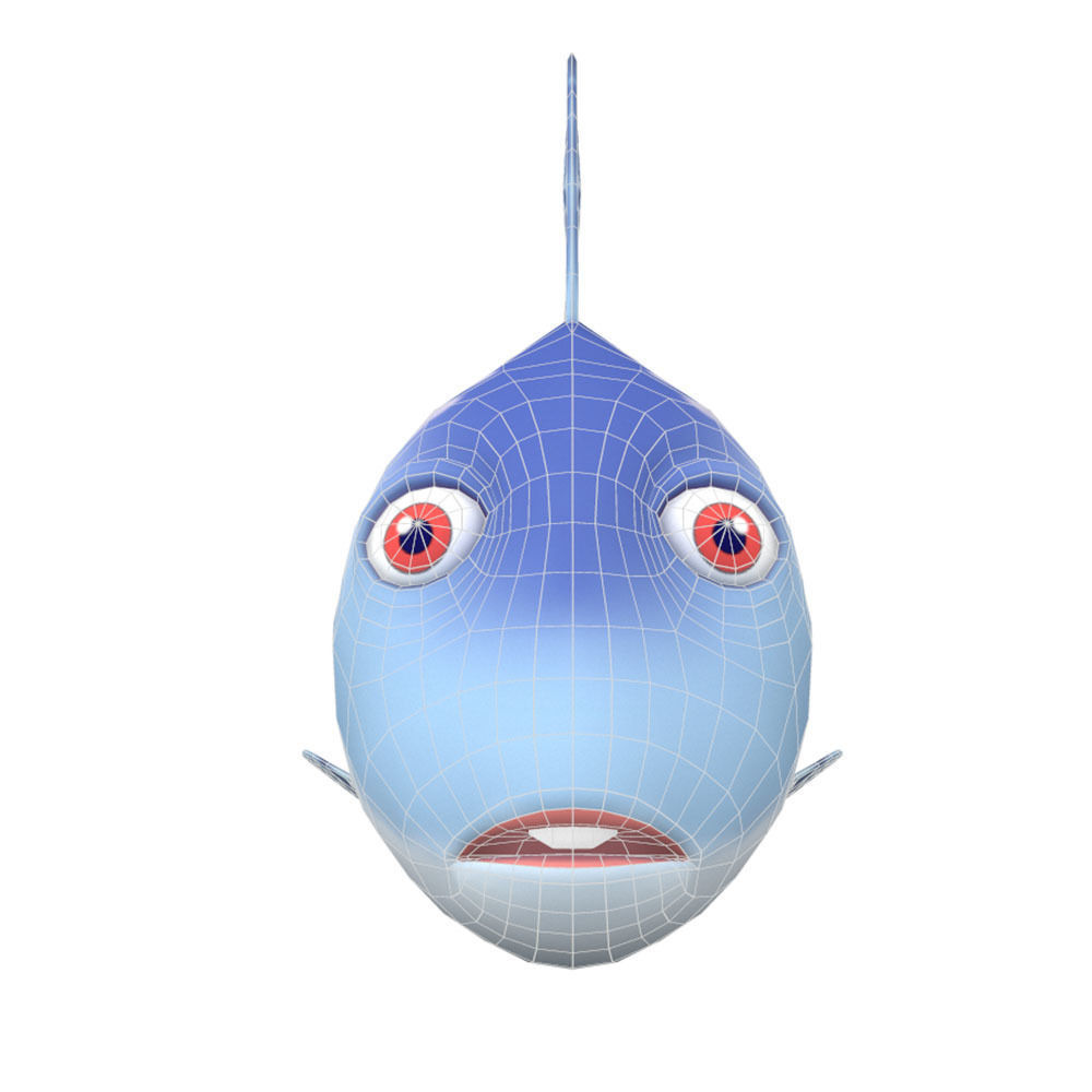 Milkfish Chanidae Fish Cartoon Animated Low-poly 3D model_5