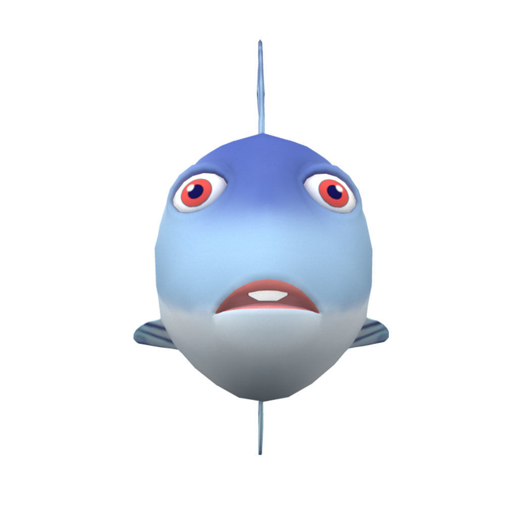 Milkfish Chanidae Fish Cartoon Animated Low-poly 3D model_1