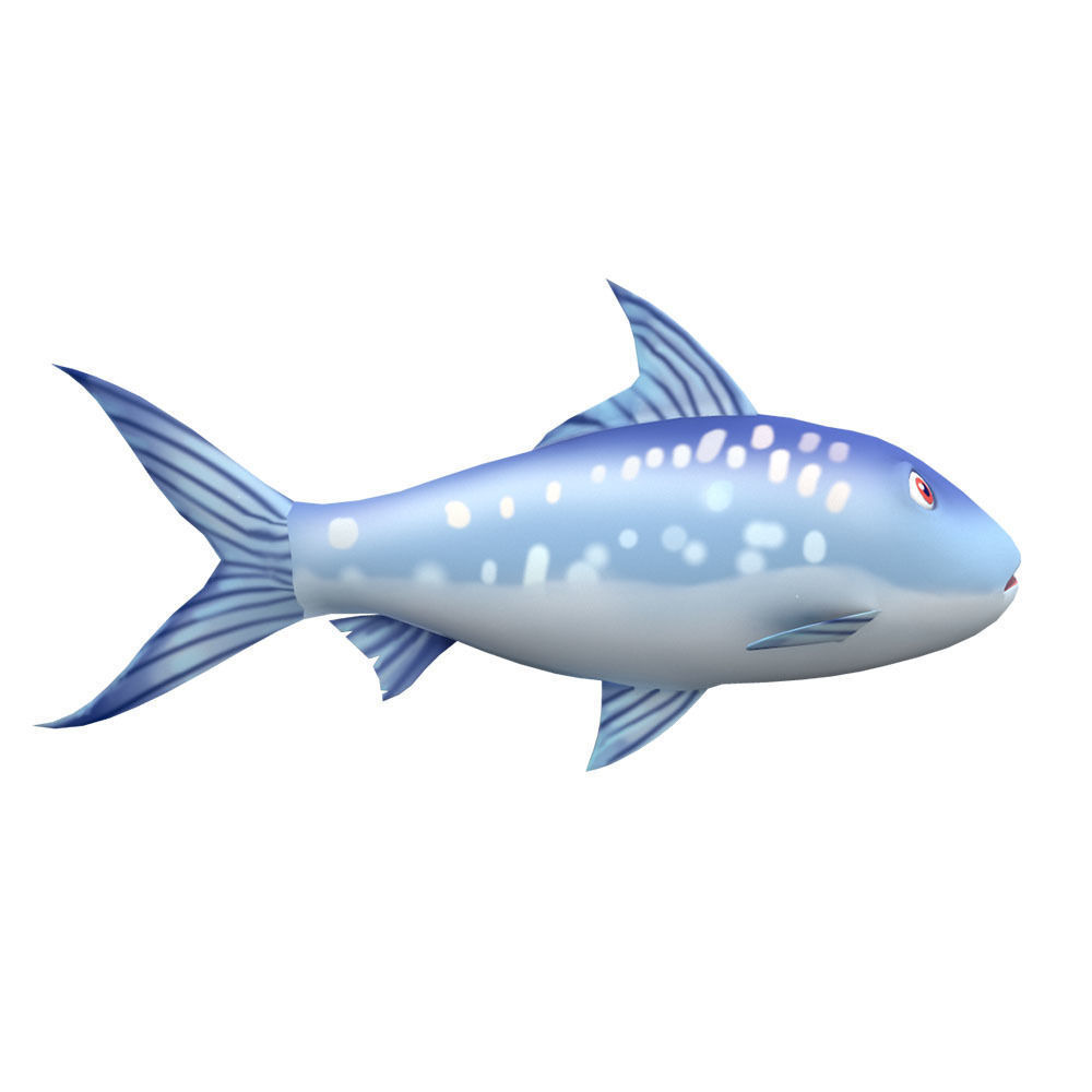 Milkfish Chanidae Fish Cartoon Animated Low-poly 3D model_2