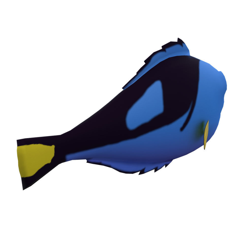 Blue Tang Fish Cartoon Animated Low-poly 3D model_1