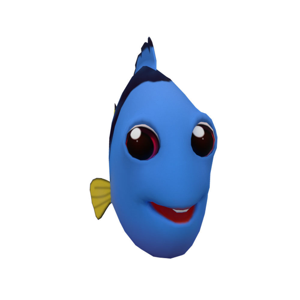 Blue Tang Fish Cartoon Animated Low-poly 3D model_2