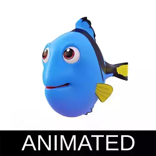 Blue Tang Fish Cartoon Animated