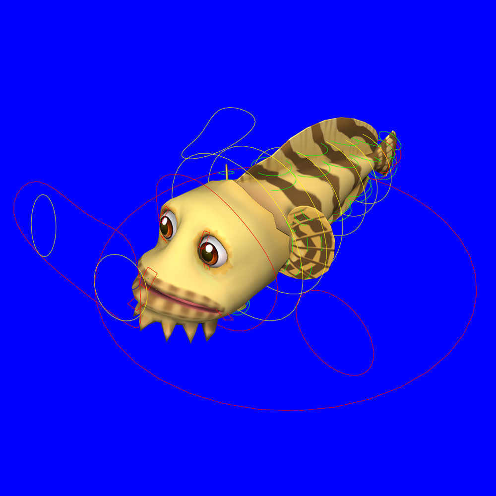 Oyster Toad Fish Cartoon Animated Low-poly 3D model_8