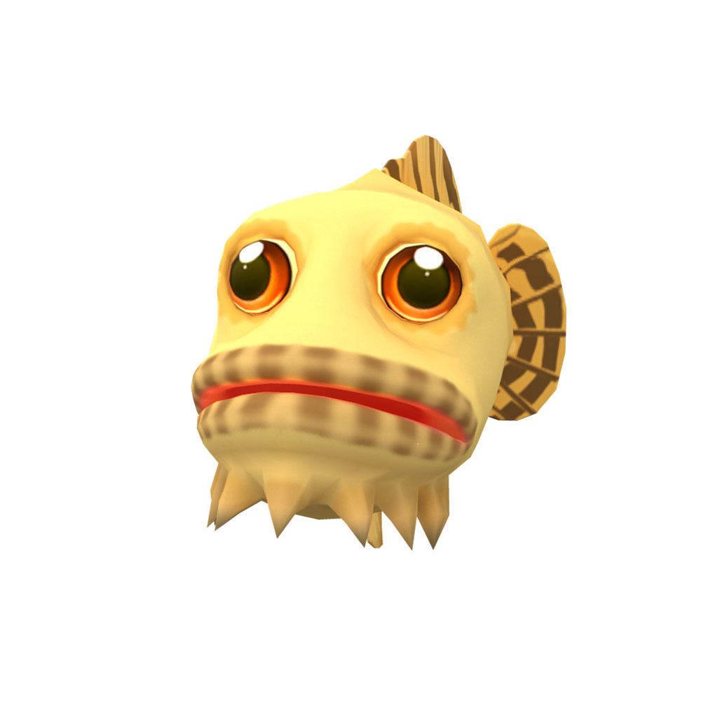 Oyster Toad Fish Cartoon Animated Low-poly 3D model_4