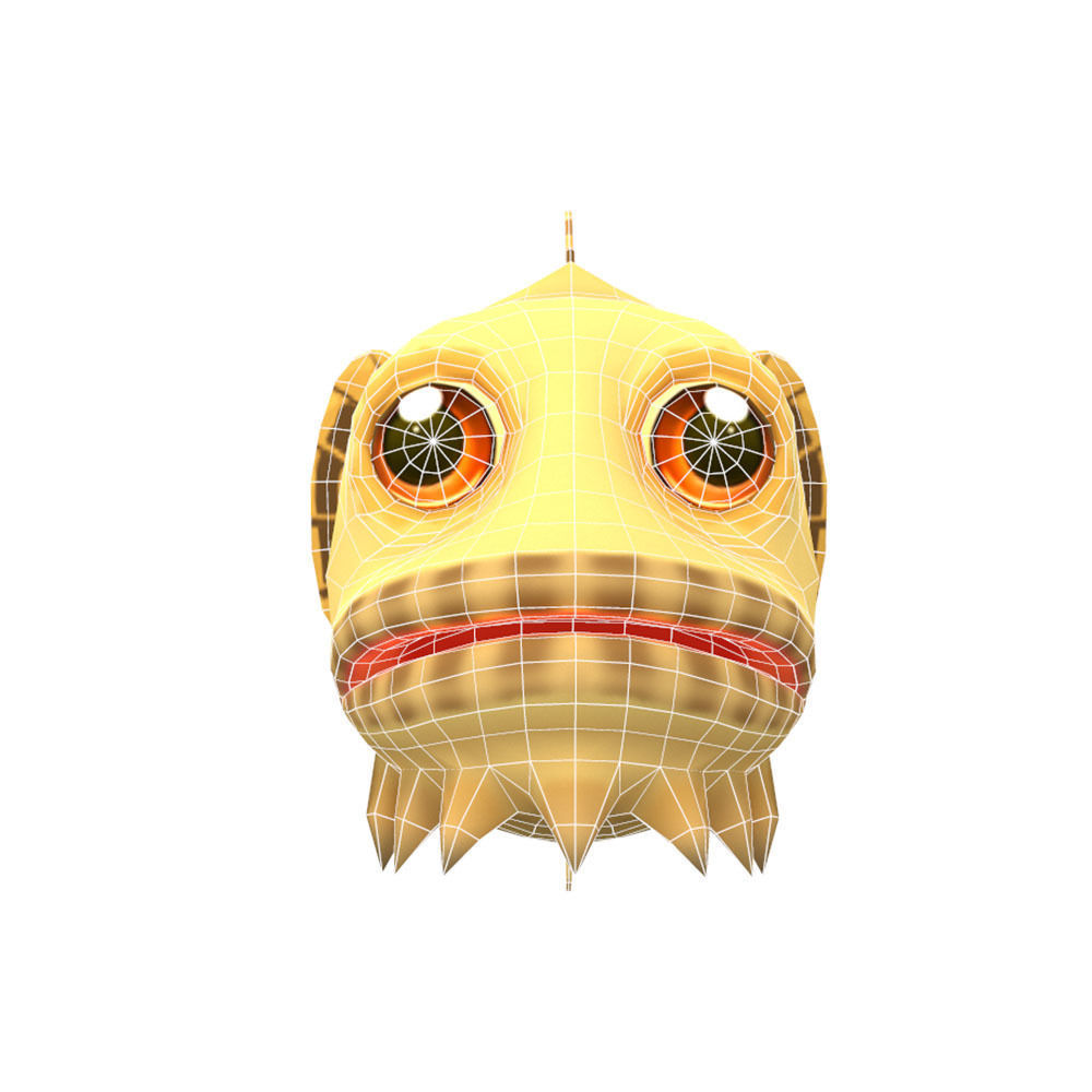 Oyster Toad Fish Cartoon Animated Low-poly 3D model_5