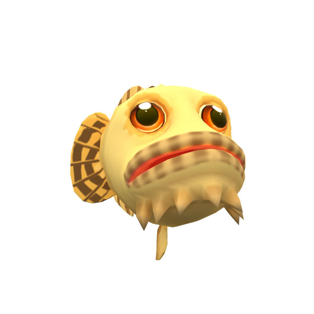 Oyster Toad Fish Cartoon Animated Low-poly 3D model_1