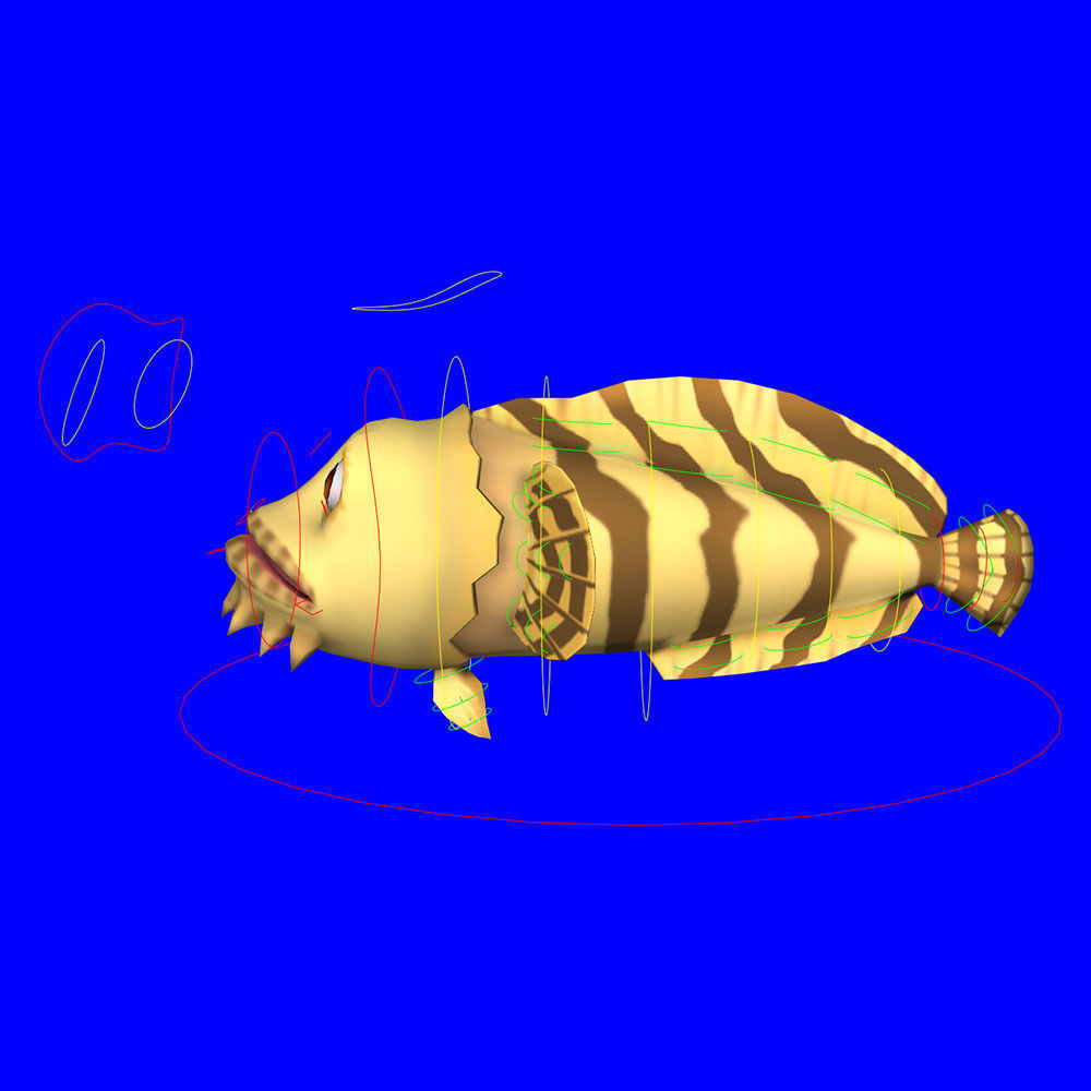 Oyster Toad Fish Cartoon Animated Low-poly 3D model_7