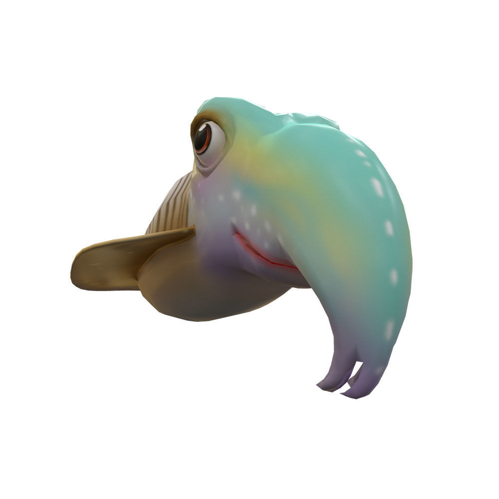 Common Cuttle Fish Cartoon Animated Low-poly 3D model_1
