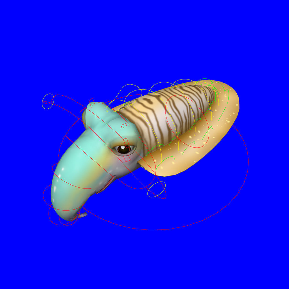 Common Cuttle Fish Cartoon Animated Low-poly 3D model_9