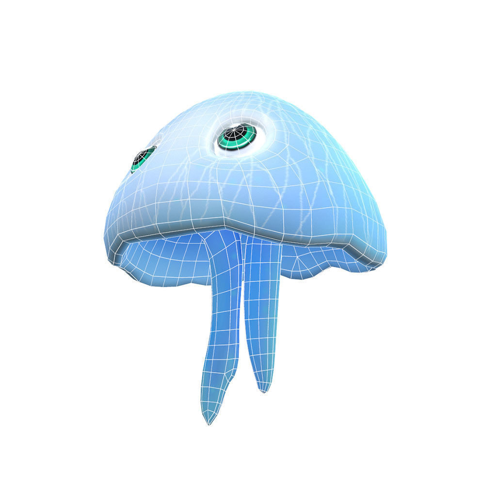 Moon Jelly Fish Cartoon Animated Low-poly 3D model_5