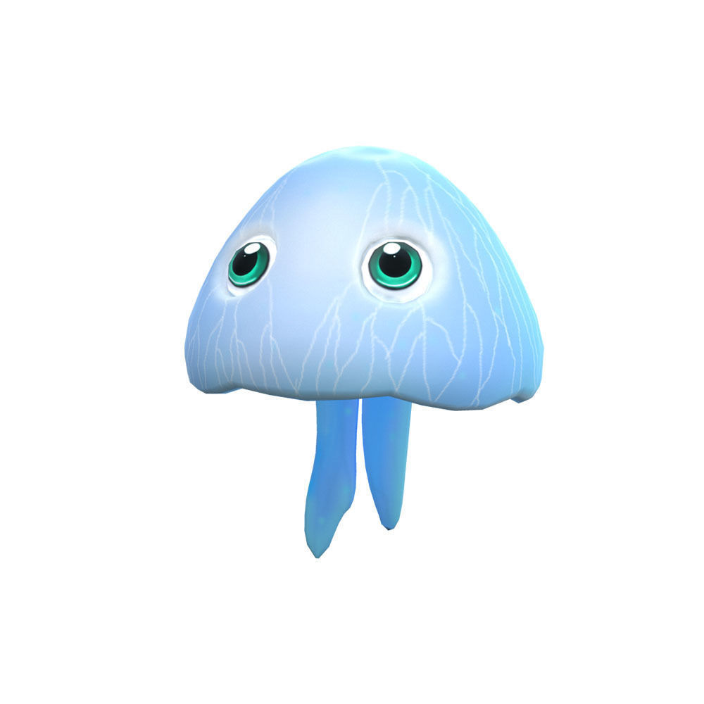 Moon Jelly Fish Cartoon Animated Low-poly 3D model_1