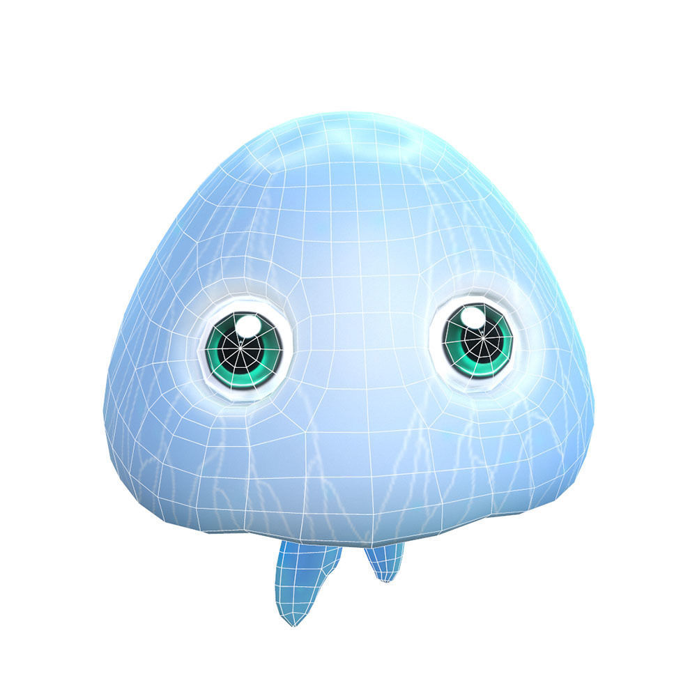 Moon Jelly Fish Cartoon Animated Low-poly 3D model_6