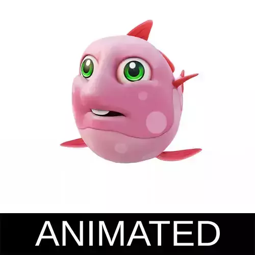 Moon Fish Cartoon Animated Low-poly 3D model