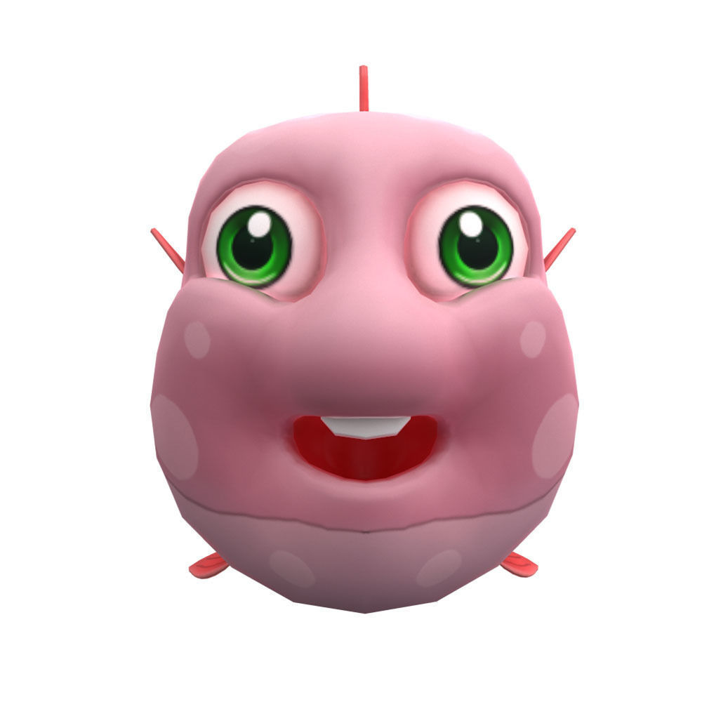 Moon Fish Cartoon Animated Low-poly 3D model_1