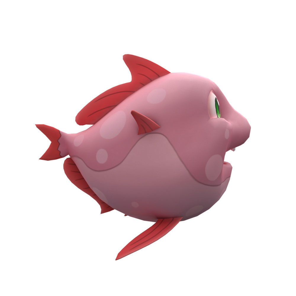 Moon Fish Cartoon Animated Low-poly 3D model_4