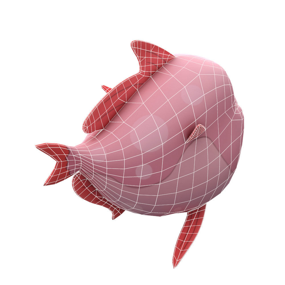 Moon Fish Cartoon Animated Low-poly 3D model_3