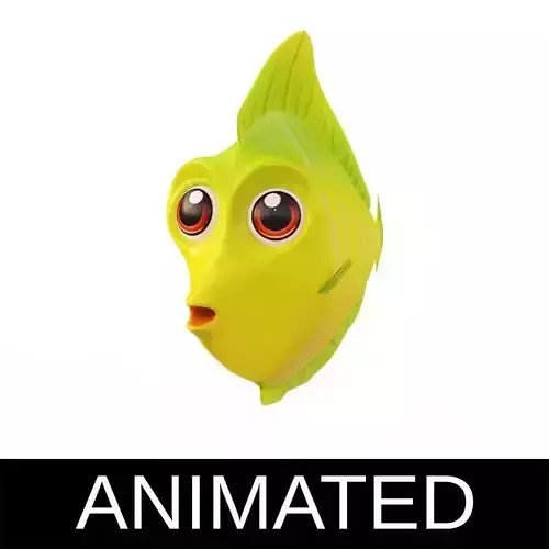 Yellow Tang Fish Cartoon Animated Low-poly 3D model