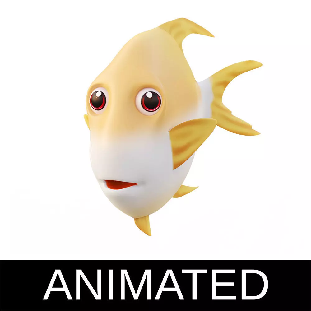 Snubnose Dart Fish Cartoon Animated Low-poly 3D model_0