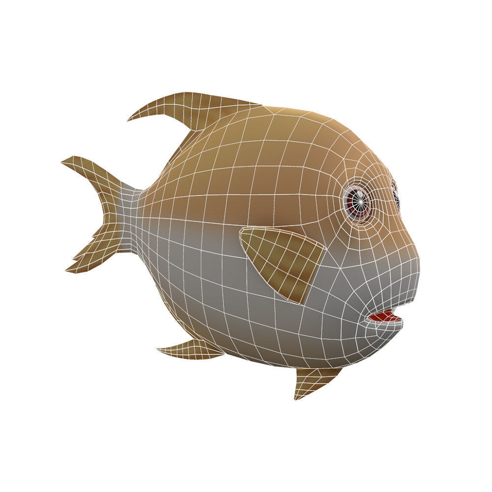 Snubnose Dart Fish Cartoon Animated Low-poly 3D model_3