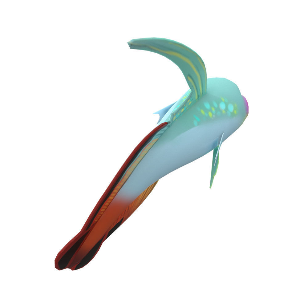Fire Goby Fish Cartoon Animated Low-poly 3D model_4