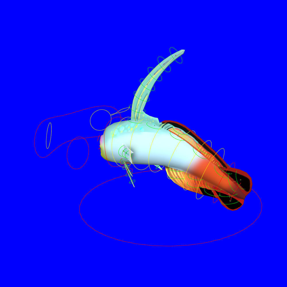 Fire Goby Fish Cartoon Animated Low-poly 3D model_6