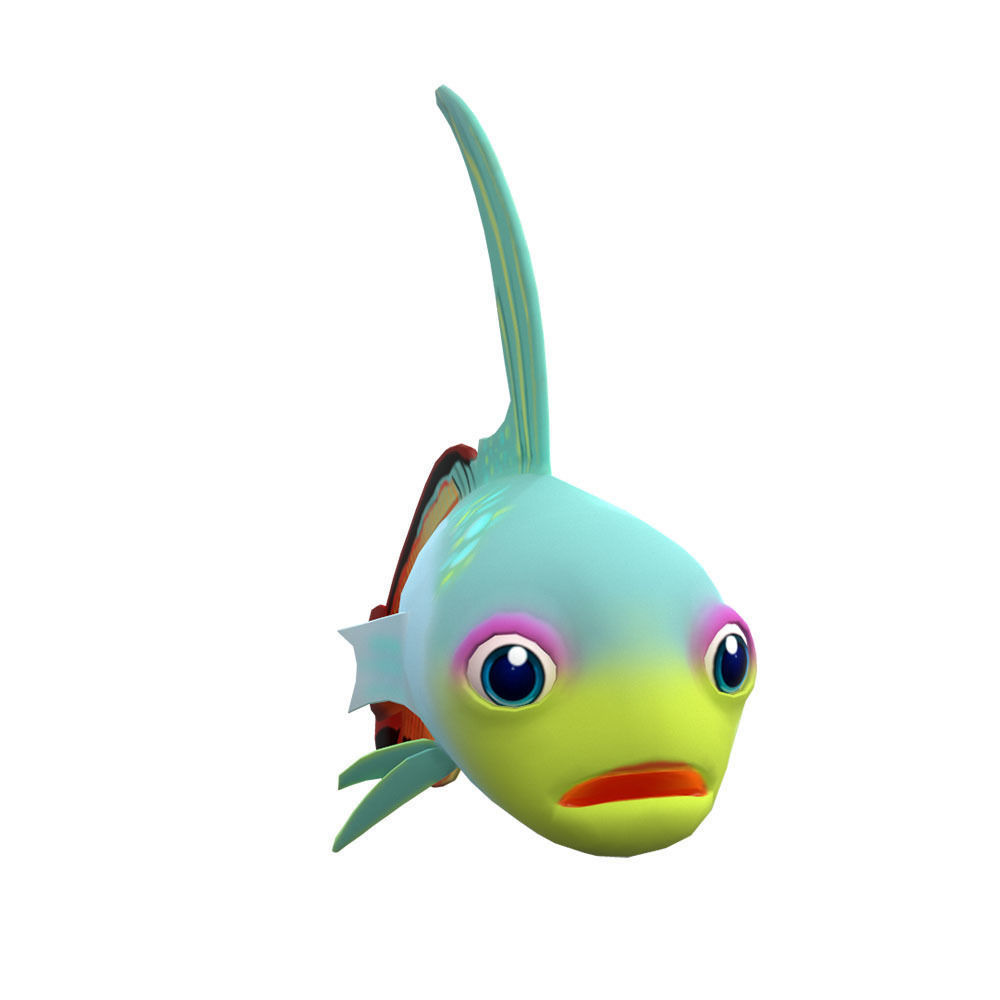Fire Goby Fish Cartoon Animated Low-poly 3D model_2
