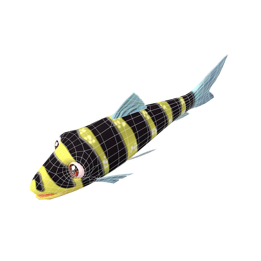 Banded Leporinus Fish Animated Low-poly 3D model_1
