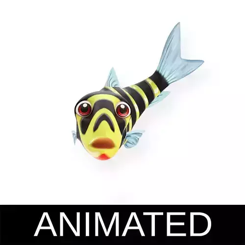 Banded Leporinus Fish Animated Low-poly 3D model