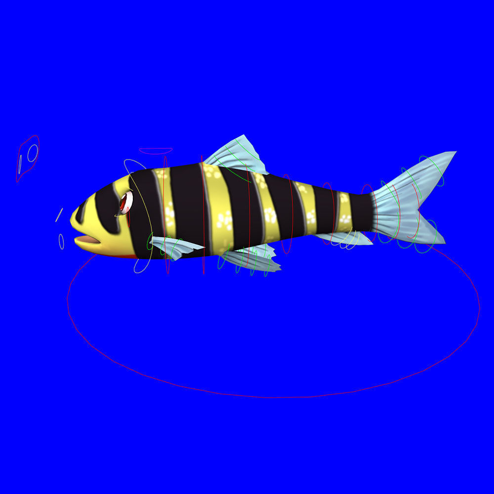 Banded Leporinus Fish Animated Low-poly 3D model_7