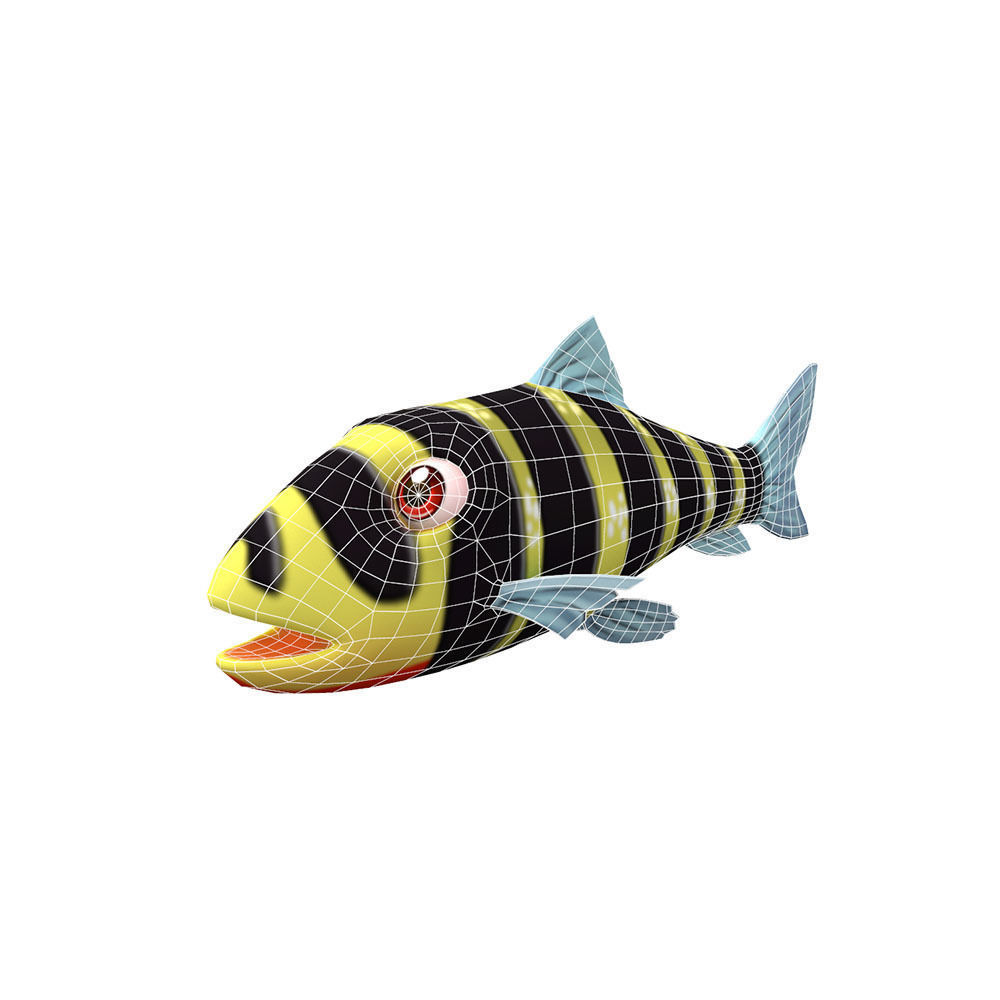 Banded Leporinus Fish Animated Low-poly 3D model_3