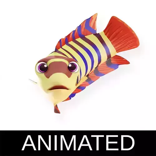 Ornate Climbing Perch Fish Animated Low-poly 3D model