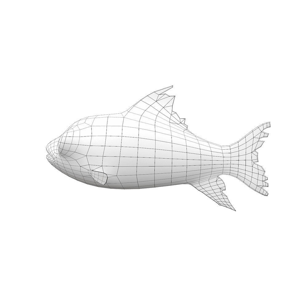 Giant Carp Fish Cartoon Animated Low-poly 3D model_6