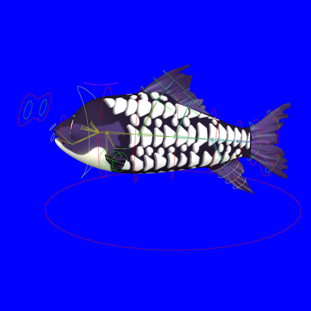 Giant Carp Fish Cartoon Animated Low-poly 3D model_9