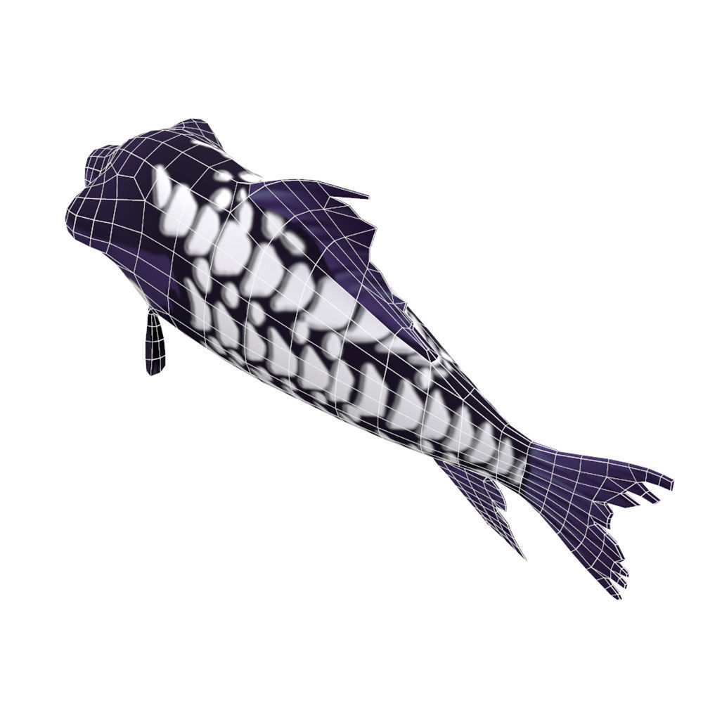Giant Carp Fish Cartoon Animated Low-poly 3D model_4