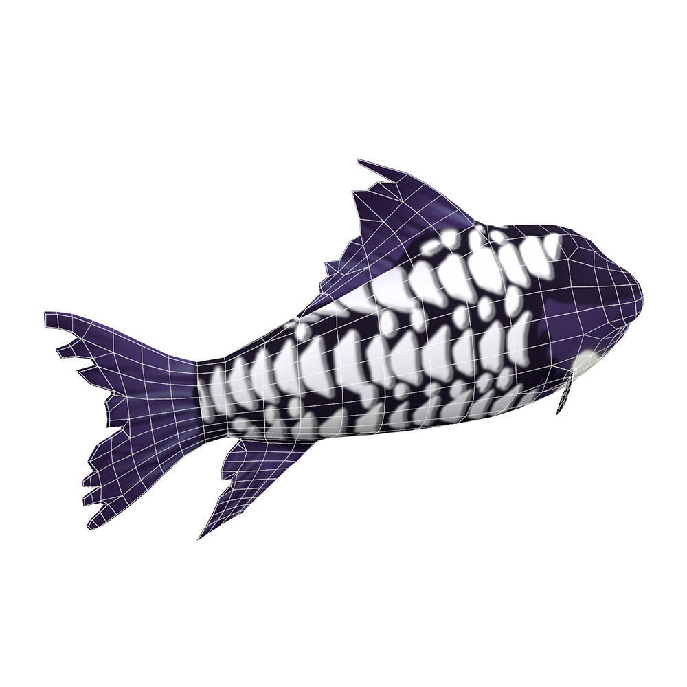 Giant Carp Fish Cartoon Animated Low-poly 3D model_1