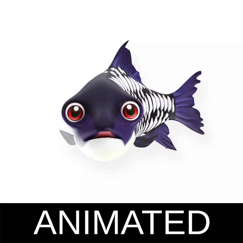 Giant Carp Fish Cartoon Animated Low-poly 3D model_0
