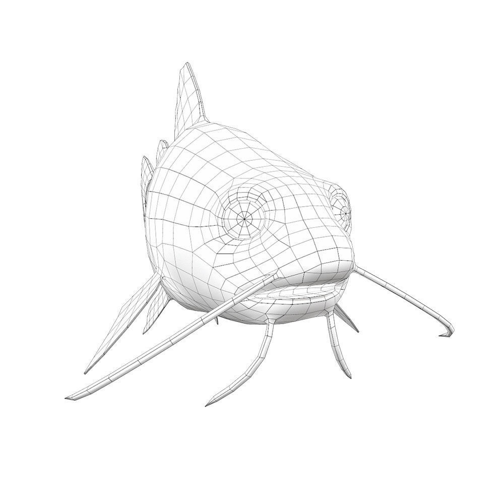 Red Tail Cat Fish Cartoon Animated Low-poly 3D model_4