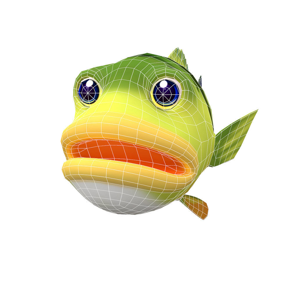 Peacock Bass Fish Cartoon Animated Low-poly 3D model_1