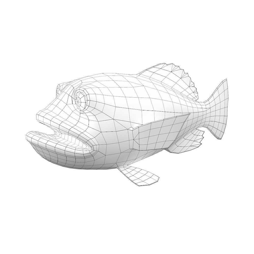 Peacock Bass Fish Cartoon Animated Low-poly 3D model_6