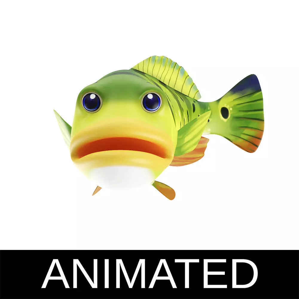 Peacock Bass Fish Cartoon Animated Low-poly 3D model_0