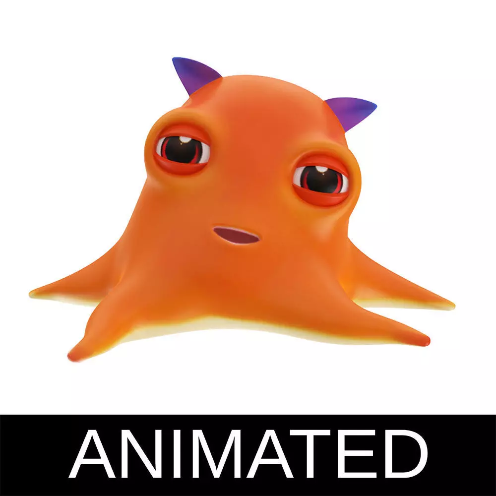 Dumbo Octopus Animated Cartoon  Low-poly 3D model_0